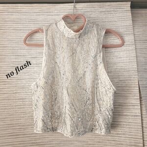 White Sequin Tank Top - Small